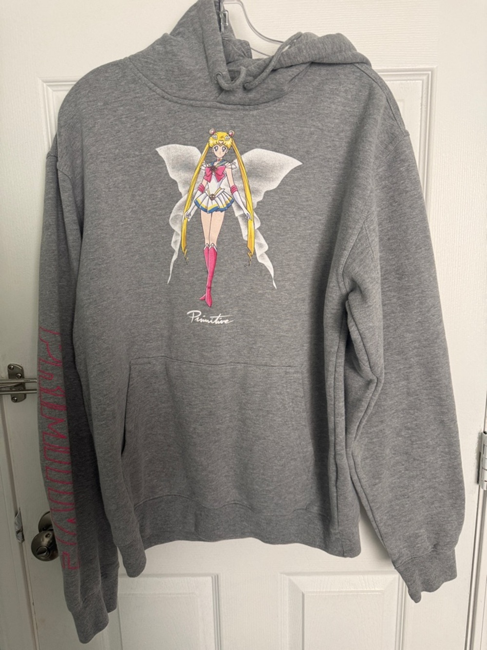 Primitive Gray Sailor Moon Graphic Pullover Hoodie